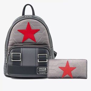 Loungefly Marvel Winter Soldier Mini Backpack and Wallet Set NWT